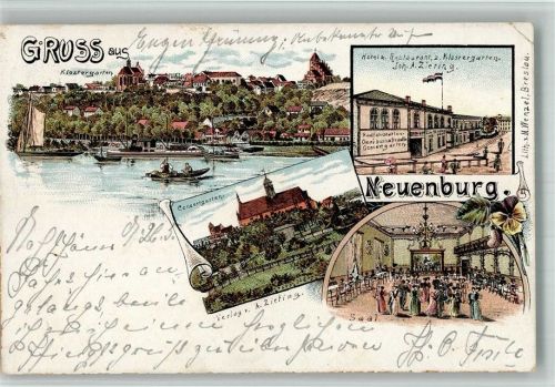 Neuenburg Nowe 1901 BOAKC Hotel Klostergarten Lithographie