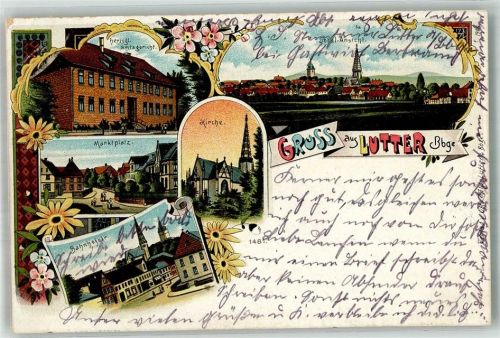 Lutter 1910 Bahnhofstrasse Marktplatz Kirche Herzogl. Amtsgericht Bahnpost Zug 400