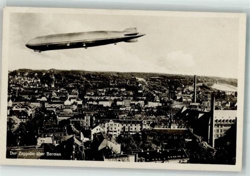 Barmen 1930 Luftschiff über der Stadt