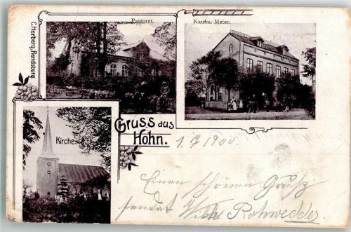 Hohn 1900 Pastorat Kaufmanns-Geschäft Meier Dorfkirche