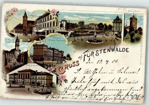 Fürstenwalde 1900 Rathaus Städt. Gymnasium Kasern St. Marien-Kirche Kaiserplatz Bullen-Turm