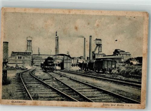 Gladbeck Zeche Graf Moltke I iund II Güterwagen Foto AK