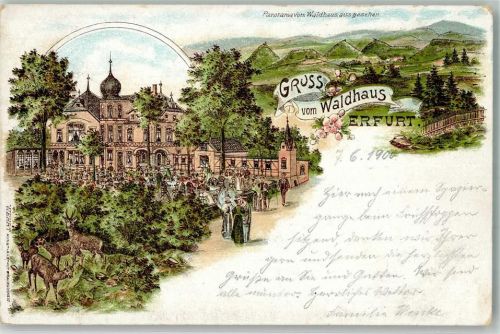 Erfurt 1900 Gasthaus Etablissement Waldhaus Rehe Rehböcke