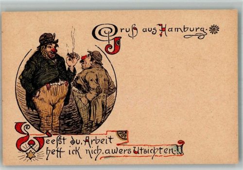 W2000 Hamburg Humor Vagabunden Weest du, Arbeit heff ick nich, awers Utsichten Christiansen, Hans 1895 BOAKC
