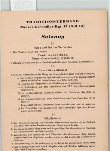 Satzung Traditionsverband Panzer-Grenadier-Rgt. 12