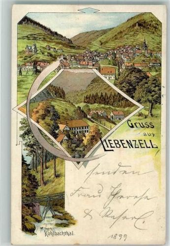 Bad Liebenzell 1899 K. Württ.23.V.99 ST Bahn-Post Kohlbachthal