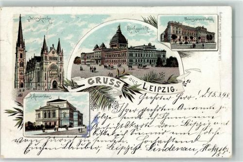 Leipzig 1898 Peterskirche Reichsgericht Konzerthaus Universitätsbibliothek
