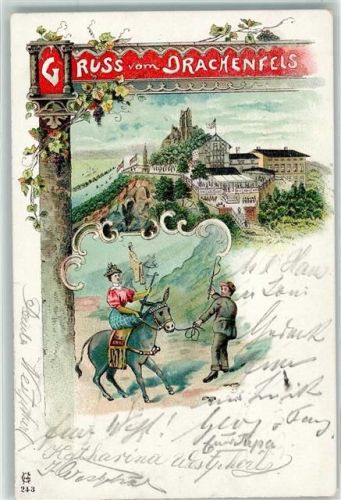 Königswinter 1900 Restaurant Drachenfels Esel
