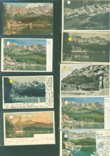 Garmisch-Partenkirchen Lot mit 9 AK Eibsee Punkte auf den Plastikhüllen