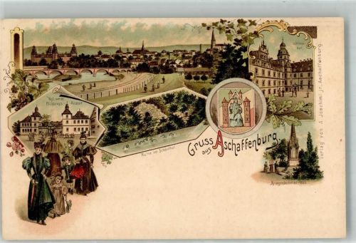 Aschaffenburg Wappen Kgl. weibl. Bildungsanstalt Schloss-Hof Kriegerdenkmal