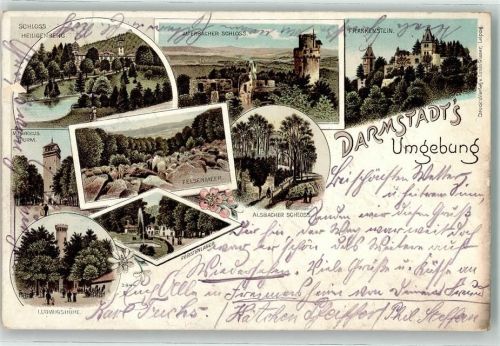 Darmstadt 1902 Ludwigshöhe Felsenmeer Schloß Auerbach Fürstenlager
