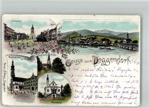 Deggendorf 1898 Gnadenkirche Pfarrkirche Stadtplatz Geyersberg-Kirche