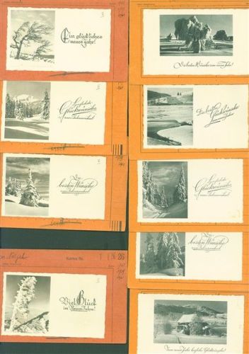 Lot mit 21 AK Winteridylle Jede Musterkarte enthält meist 1-2 nicht mitgezählte AK´s Musterkarten Original aus Metzarchiv Bestellvorgänge und Auflagenzahlen
