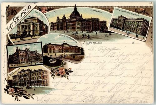 Leipzig 1898 Concert Haus Reichsgericht Königl. Universitäts Bibliothek Kgl. Kunstakademie Gewerbeschule Kgl. Conversatorium