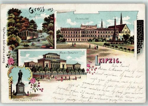 Leipzig 1901 beim Wassergott Universität neues Theater Denkmal Friedrich August d. Gerechte