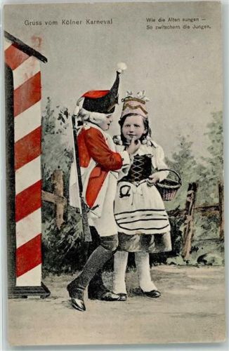 Köln Stadt 1909 Gruss vom Kölner Karneval Kinder Tracht Korb Wachhäuschen Kostüm