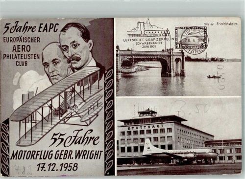1958 55 Jahre Motorflug Gebr. Wright Gedächtnisflug Stempel