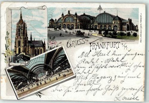 Frankfurt 1899 Dom Hauptbahnhof Bahnhofhalle Innenansicht