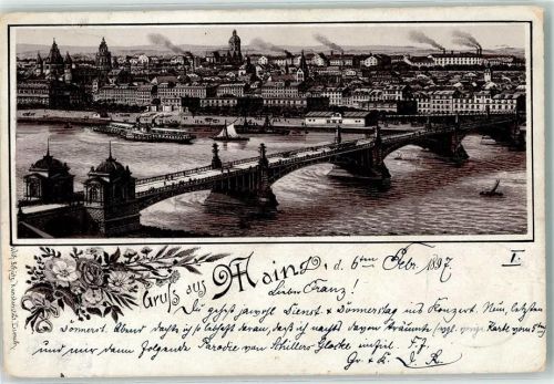 Mainz 1897 Rheinbrücke