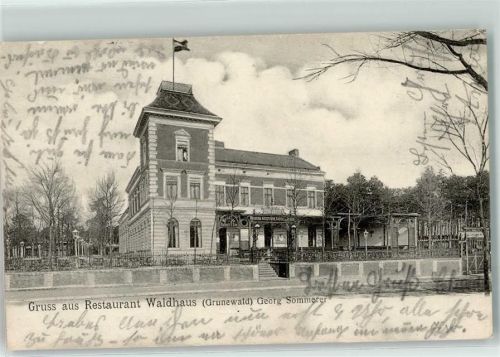 Grunewald 1906 Gasthaus Waldhaus Fahne