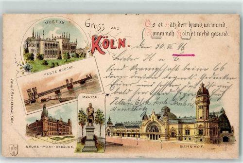 Köln Altstadt-Nord 103 1896 Museum Post-Gebäude Moltke-Denkmal Bahnhof