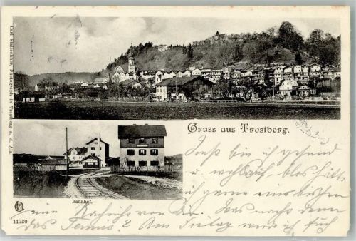 Trostberg 1900 Adelskorrespondenz Bahnhof Bahnübergang Kirche St. Andreas