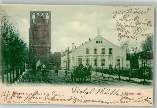 Gartz 1907 Gasthaus Schützenhaus Stettiner Tor Fuhrwerk