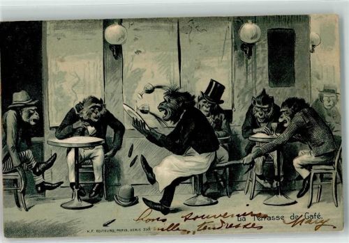 1903 Affen im Cafe K.F. Editeur Paris Serie 337