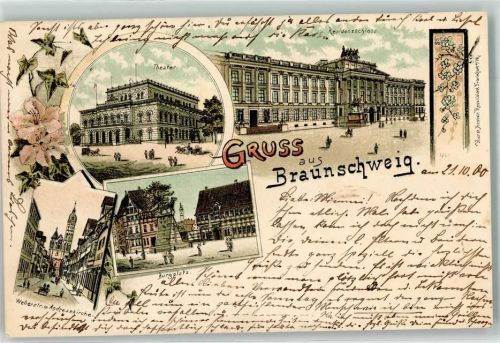Braunschweig 1900 Theater Burgplatz Weberstraße Andreaskirche Residenzschloß