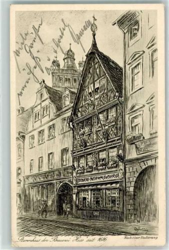 Darmstadt Stammhaus der Brauerei Hess signiert Nach einer Radierung