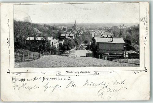 16259 O1310 Bad Freienwalde 1900 Gebrauchsspuren Weinbergstraße Kirche
