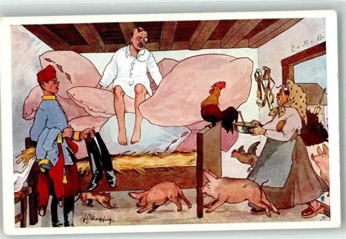 Bauernhof Soldat Uniform Bett Schweine Hahn Katze Gans BKW I Nr 827-5
