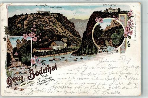 Thale 1899 Hotel Waldkater Kronentempel Hotel Rosstrappe Teufelsbrücke