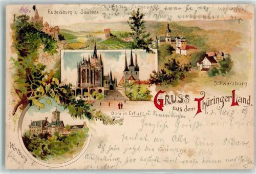 Erfurt 1903 Wartburg Dom in Erfurt Schwarzburg Rudelsburg Saaleck