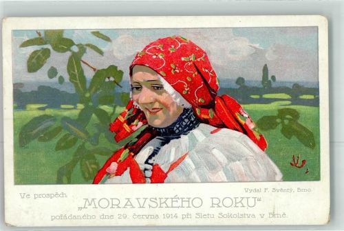 Brno Moravskeho Roku Tracht Slet Sokolstva 1914 sign. Joza Uprka