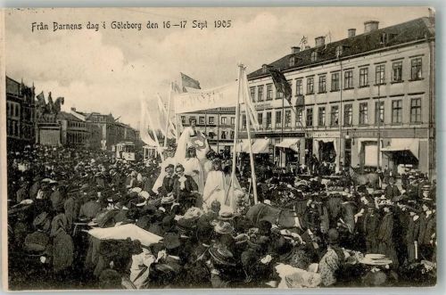 Göteborg Fran Barnens dag 1905 Festumzug Denkmal Straßenbahn