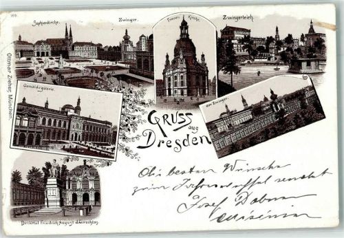 Dresden 1898 Sophienkirche Gemäldegalerie Zwinger Frauen-Kirche Zwingerteich