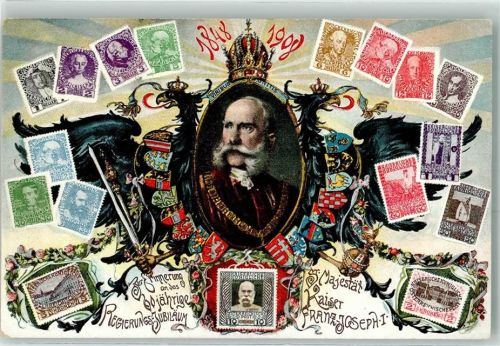 60 jähriges Regierungsjubiläum 1908 Briefmarkenabbildungen