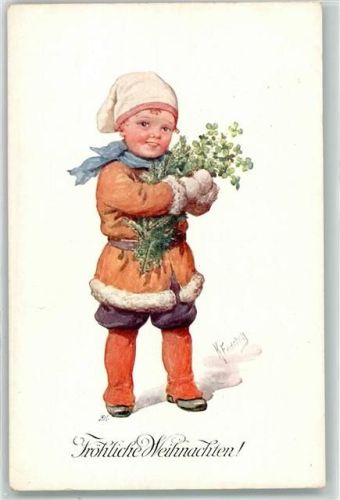 Serie 2925-2 sign. Feiertag, Karl Weihnachten Kind mit Tannenzweige AK