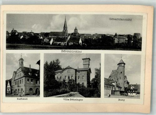 Bönnigheim 1931 Original aufmontierte Verlagsmusterkarten Rathaus Villa Böhringer Burg