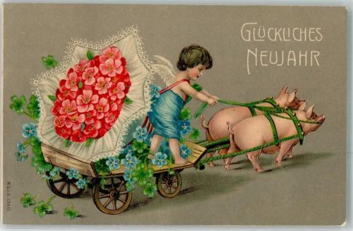 1907 Neujahr Schweine Kleeblätter M.S.i.B. Nr.13810