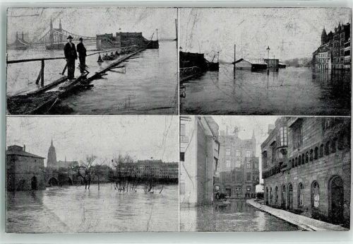 Frankfurt Hochwasser Brücke Kirche Dom