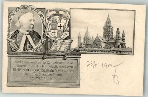 Mainz 1925 Konsekration und Inthronisation von Dr. H. Brück Bischof von Mainz 20. 5. 1900 Portrait Wappen Mainzer Dom