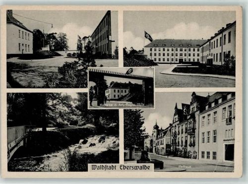 Eberswalde Rathaus Kaserne d. Art. Regts. 75 lk WK II Fahne