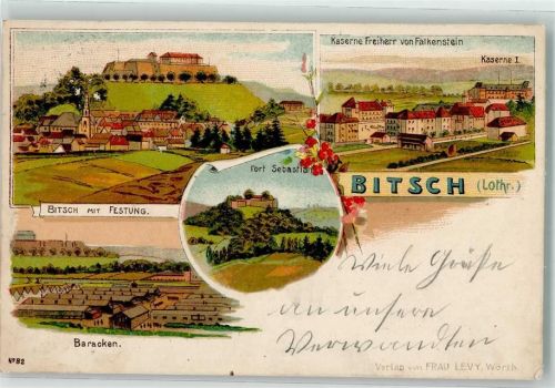 Bitche 1910 Kaserne Freiherr von Falkenstein Baracken Fort Sebastian