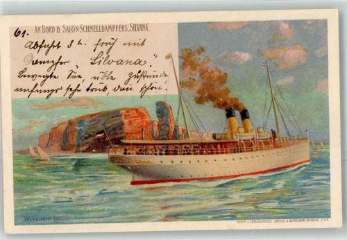 Helgoland 1904 sign.Wladimir Londe Salon Schnelldampfer Silvana Verlag Jürgens und Bornemann Nr.1884 Schiffspost