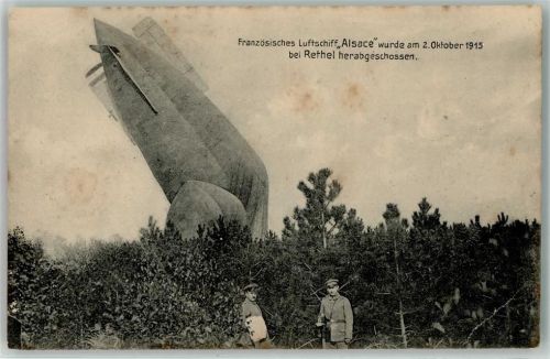 1916 Französisches Luftschiff Alsace wurde 1915 bei Rethel abgeschossen WK I