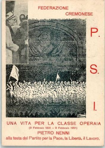 Rivolta d'Adda ein Leben f. d. Arbeiterklasse Pietro Nenni P.S.I. sign. Erini