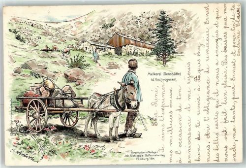1899 Esel Karren Verlag Elchlepp - Melkerei Sennhütte Hochvogesen
