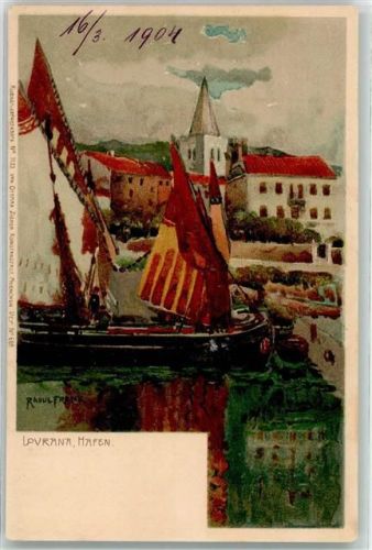 Sovrana 1904 sign. Raoul Frank Künstlerkarte Nr. 1133 Hafen Segelboot